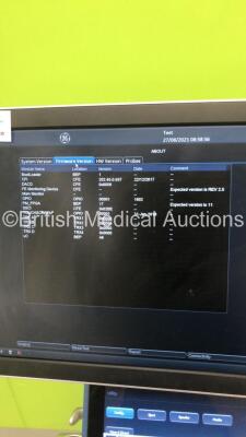 GE Vivid S70N (95640026140) Flatscreen Ultrasound Scanner Ref V202CH Application SW Version 202 Revision 46.0 System SW Version 202.20.5 with 2 x Transducers/Probes (1 x M5Sc-D * Mfd May 2020 * and 1 x P2D TE Probe) and 3-Lead ECG Lead (Powers Up-See Phot - 17