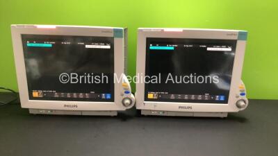 2 x Philips IntelliVue MP70 Touchscreen Patient Monitors *Mfds - 10/2009, SW-REVs L.01.21* (Both Power Up)