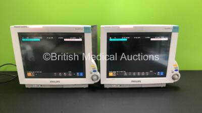 2 x Philips IntelliVue MP70 Touchscreen Patient Monitors *Mfds - 10/2009 and 03/2008, SW-REVs L.01.22* (Both Power Up)