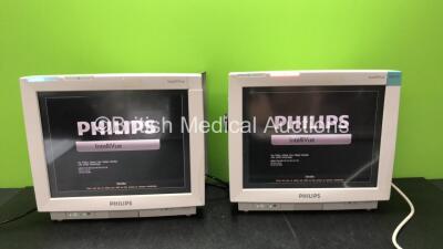 2 x Philips IntelliVue M8007A MP70 Touch Screen Patient Monitors Software Revision L.01.22, L.01.22 (Both Power Up 1 with Missing Tag-See Photo) *Mfd 07-2008, 07-2008*