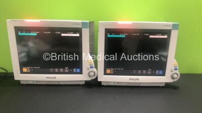 2 x Philips IntelliVue MP70 Touchscreen Patient Monitors *Mfds - 02/2009, SW-REVs L.01.22* (Both Power Up)