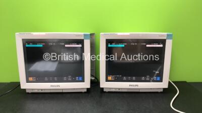 2 x Philips IntelliVue M8007A MP70 Touch Screen Patient Monitors Software Revision L.01.22, L.01.22 (Both Power Up) *Mfd 07-2008, 07-2008*