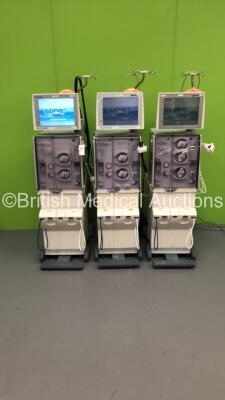 3 x Fresenius Medical Care 5008 CorDiax Dialysis Machines Software Version 4.50/ 4.50 / 4.58 - Running Hours 26833 / 42991 / 45600 (All Power Up) * Equip No 057251 / 9170097 / 9170094 *