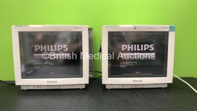 2 x Philips IntelliVue M8007A MP70 Touch Screen Patient Monitors Software Revision L.01.22, L.01.22 (Both Power Up 1 with Missing Tag and Cracked Casing-See Photo) *Mfd 07-2008, 07-2008*