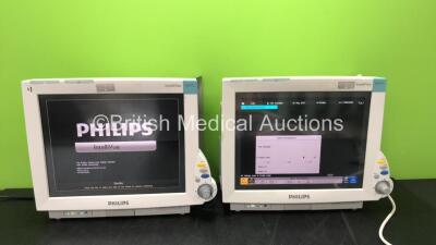 2 x Philips IntelliVue M8007A MP70 Touch Screen Patient Monitors Software Revision L.01.22, L.01.22 (Both Power Up 1 with Cracked Casing-See Photo) *Mfd 07-2010, 08-2010*