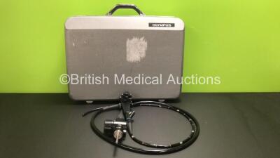 Olympus GIF-XQ230 Video Gastroscope in Case - Engineer's Report : Optical System - No Fault Found, Angulation - Play Not Reaching Specification Brakes Faulty, Insertion Tube - No Fault Found, Light Transmission - No Fault Found, Channels - No Fault Found,