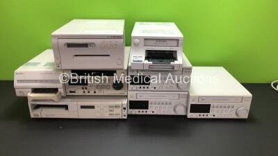 Job Lot Including 3 x Mitsubishi MD3000 Video Cassette Recorders, 1 x Mitsubishi CP30DW Digital Colour Printer, 1 x Mitsubishi CP700 Colour Printer, 1 x Panasonic AG-MD835 Video Cassette Recorder, 1 x Sony Mavigraph Color Video Printer and 1 x Sony UP-D23