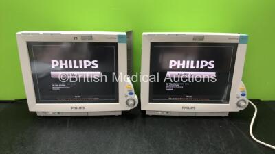 2 x Philips IntelliVue M8007A MP70 Touch Screen Patient Monitors Software Revision L.01.22, L.01.22 (Both Power Up, 1 with Cracked Casing-See Photo) *Mfd 08-2010, 08-2010*