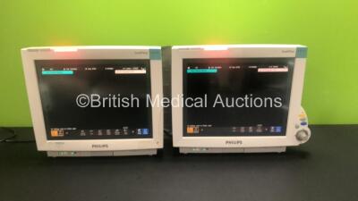 2 x Philips IntelliVue MP70 Touchscreen Patient Monitors *Mfds - 02/2009 and 02/2007, SW-REVs L.01.22* (Both Power Up)