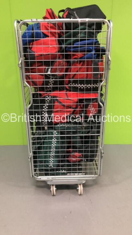 Large Cage of Mixed Ambulance Bags with Consumables (Cage Not Included)