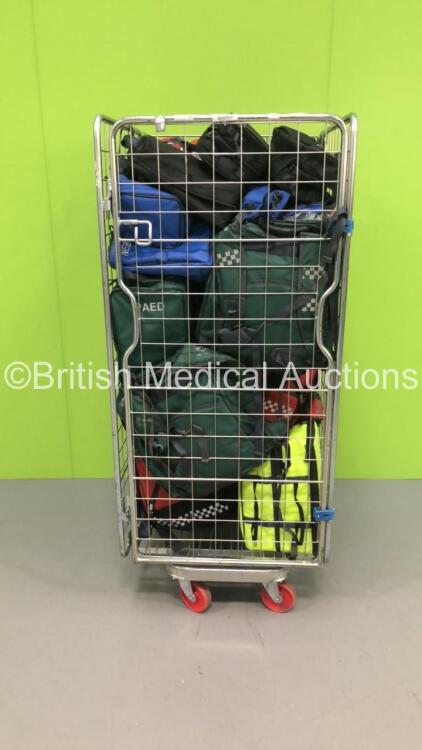 Large Cage of Mixed Ambulance Bags with Consumables (Cage Not Included)