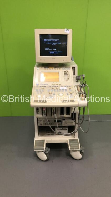 Toshiba Power Vision 6000 SSA-370A Ultrasound Scanner with 2 x Transducers / Probes (1 x PLM-805AT and 1 x PVM-375AT * Mfd Feb 2008 *),Mitsubishi P91 Printer and Sony VideoCassette Recorder SVO-9500MDP (Powers Up with Preset Prode ID System Error-See Phot