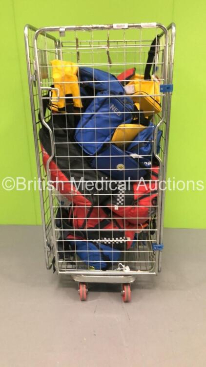 Large Cage of Mixed Ambulance Bags with Consumables (Cage Not Included)