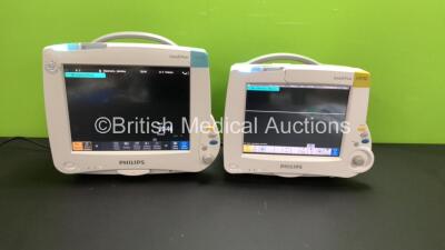 Job Lot Including 1 x Philips IntelliVue MP50 Patient Monitor *Mfd - 03/2008* (Powers Up) and 1 x Philips IntelliVue MP30 Patient Monitor *Mfd - 06/2008* (Powers Up, Damaged Casing - See Photo)