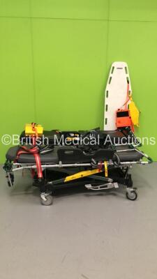 2 x Ferno Pegasus Hydraulic Ambulance Stretchers with Mattresses and 1 x Spinal Board (Hydraulics Tested Working)