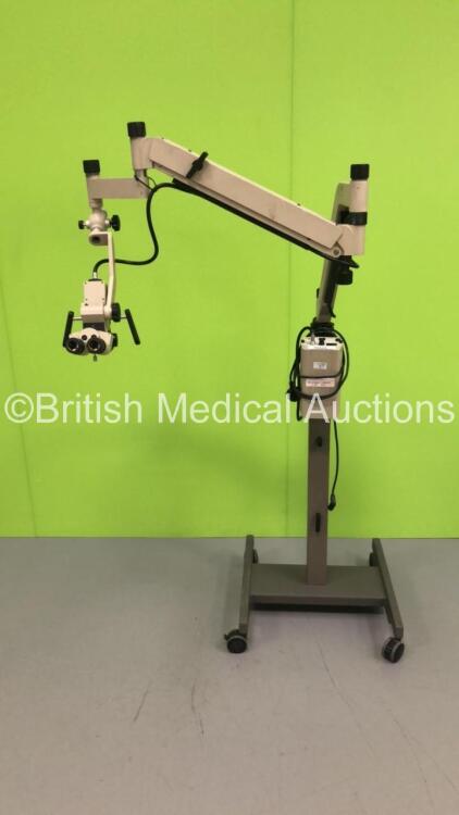 Global Surgical Microscope with 2 x 10x Eyepieces,M1028-250 Lens and Global Halogen One/Two Light Source on Global Stand (Unable to Power Test Due to Broken Switch on Light Source Unit-See Photos) * SN 2128 *