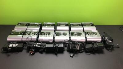 8 x ResMed S9 Escape CPAP Units with 8 x AC Power Supplies and 4 x H5i Humidifiers (All Power Up)