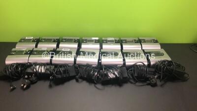 7 x ResMed S9 Escape CPAP Units with 7 x AC Power Supplies and 5 x H5i Humidifiers (All Power Up)