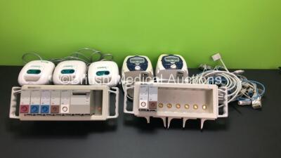 Mixed Lot Including 2 x ResMed S/8 CPAP Units with 2 x H4i Humidifiers, 3 x Ombra Nebuliser and 2 x Hewlett Packard M1041A Module Racks with 8 x Various Modules and Leads