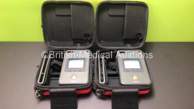 2 x Philips Heartstart FR3 Defibrillators with Batteries - Install Dates 2021-2021 in Cases (Both Power Up)