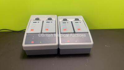 2 x Medtronic Physio-Control Lifepak 15 2-Bay Battery Chargers with 4 x Batteries (Both Power Up) *LP15S00279 / LP15S03982*