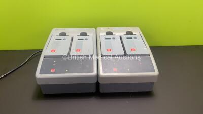 2 x Medtronic Physio-Control Lifepak 15 2-Bay Battery Chargers with 4 x Batteries (Both Power Up) *LP15S03869 / LP15S03975*