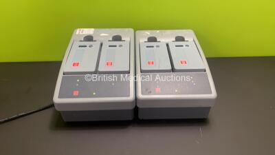 2 x Medtronic Physio-Control Lifepak 15 2-Bay Battery Chargers with 4 x Batteries (Both Power Up) *LP15S04019 / LP15S02701*