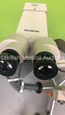 Olympus OCS-3 Colposcope with 2 x GSWH20X-HR-2/12.5 Eyepieces and OB-300 f=300 Lens on Olympus OCS-AW4 Stand (Powers Up with Good Bulb - Damage to Light Source Cable) *S/N FS0105147* - 5