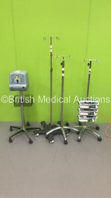 Mixed Lot Including 1 x Emerson Cough Assist on Stand,2 x Drip Stands and 1 x Drip Stand with 3 x Carefusion Alaris CC Syringe Pumps (3 x Power Up,1 x Syringe Pump No Power) * SN 1148 / 800327785 / 135163296 *