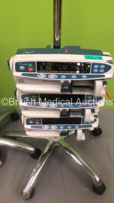 Mixed Lot Including 1 x Emerson Cough Assist on Stand,2 x Drip Stands and 1 x Drip Stand with 3 x Carefusion Alaris CC Syringe Pumps (3 x Power Up,1 x Syringe Pump No Power) * SN 1148 / 800327785 / 135163296 * - 4