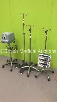 Mixed Lot Including 1 x Emerson Cough Assist on Stand,2 x Drip Stands and 1 x Drip Stand with 3 x Carefusion Alaris CC Syringe Pumps (3 x Power Up,1 x Syringe Pump No Power) * SN 1148 / 800327785 / 135163296 * - 5