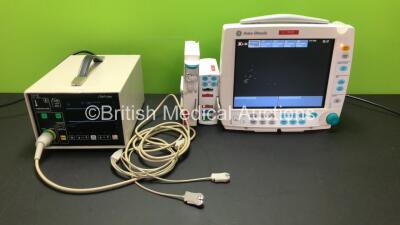 Job Lot Including 1 x GE Datex-Ohmeda F-FM-00 Patient Monitor with 1 x GE N-FC-00 Gas Module and 1 x GE E-PSMP-00 Module (Powers Up) and 1 x HME LifePulse Monitor