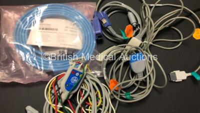 Mixed Lot Including 1 x Fresenius Applix Smart Pump with Applix Holder, 2 x Nellcor N-65 Oximeters, 1 x Respironics I-Neb with Power Supply, 3 x Temporary Pacemakers and Various Monitor Leads - 7