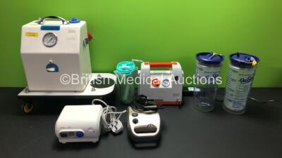 Mixed Lot Including 1 x Rescue Quick Clear Suction Unit with Serres Cup and Power Supply, 1 x Aerosol Suction Unit on Wheels, 2 x VacSax Suction Cups, 1 x Respironics Inspiration Elite and 1 x Omron Comp AIR Nebulisers