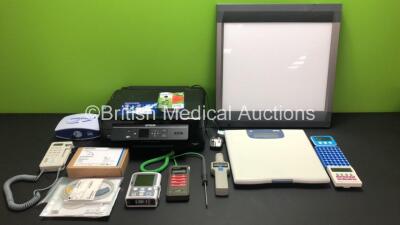 Mixed Lot Including 1 x Epson XP-332 Printer with Ink Cartridge, 1 x Huntleigh Duo Vettex, 1 x Smiths Medical CADD - Solis VIP 2120, 1 x Digitron T228 Thermometer, 1 x TM-3011 Tachometer and 1 x A&D Precision Scale