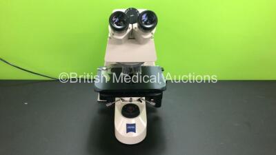 Zeiss Axioskop 40 Benchtop Microscope with 3 x Optics (1 x ACHROPLAN 40x/0,65 - ACHROPLAN 10x/0,25 - ACHROPLAN 100a/1,25 Oil) and E-PI 10x/23 Eyepieces (Powers Up) *3308002303*