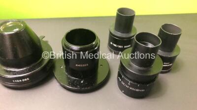 Job Lot Including 1 x Olympus CH40 Microscope (Incomplete) with 4 x Optics (1x Olympus A 100 1.30 Oil - 1 x OLYMPUS A 40 PL 0.65 - 1 x Olympus A 10 PL 0.25 - 1 x Zeiss ACHROPLAN 100x/1,25 Oil) and Various Microscope Accessories *0804831* - 6