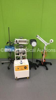 Mixed Lot Including 1 x Aerosol Medical Suction Unit,1 x Accoson BP Meter on Stand,1 x Philips Module Rack with 1 x Philips IntelliBridge EC10 Module,1 x Daray Medical Patient Examination Light and 1 x Schulte Vernebler U-3002-E on Stand (Powers Up)