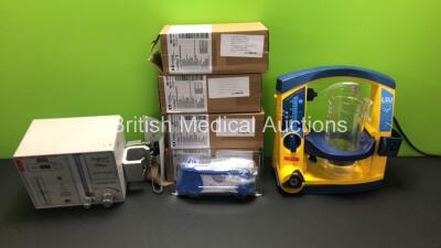 Mixed Lot Including 1 x Laerdal Suction Unit with Cup (Powers Up with Some Damage to Casing) 1 x Tricomed Infant Flow NCPAP Driver Air-Oxygen Mixer and 5 x Covidien Genius 3 Tympanic Thermometers (Unused in Packing)