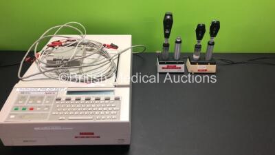 Mixed Lot Including 1 x Hewlett Packard PageWriter XLe M1702A with Lead (Powers Up) and 4 x Heine Ophthalmoscope with 3 x Attachments, 1x Heine NT 200 Charging Base and 1 x Heine NicaTron S 2 Charging Base (Both Power Up)