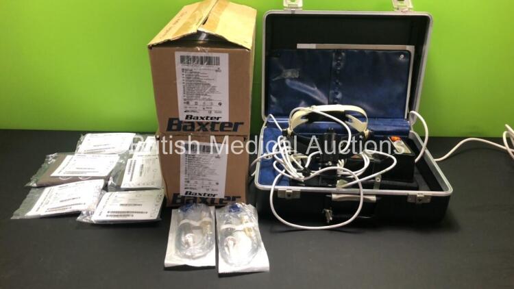 Mixed Lot Including 1 x Keeler Dualite Ref-1951-P-2188 Ophthalmoscope Headlight (Powers Up) 6 x Philips NIBP Comfort Cuffs (Various Sizes) and Approx.100 Baxter Colleague Solution Administration Sets (In Date)