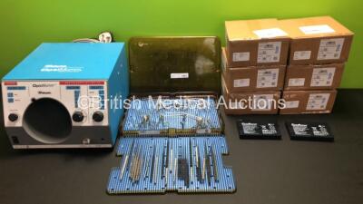 Mixed Lot Including 1 x Weiss Major Ear Prick and Forcep Surgical Set in Tray, 1 x Valleylab Optimumm Smoke Evacuator and 6 x Baxter Battery And Harness Kits in Boxes (Unused)