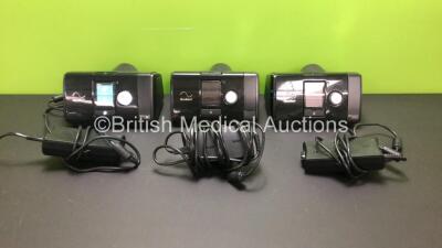 3 x ResMed AirSense 10 Autoset CPAP with 3 x Power Supplies (All Power Up)