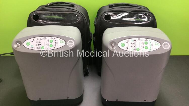 2 x Devilbiss iGO Portable Oxygen System Ref.306DS with Cases on Wheels (Both Power Up with Stock Power Supply - Not Included)