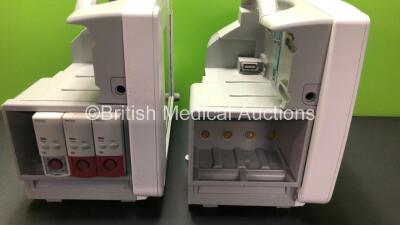 2 x Philips Intellivue MP50 Anesthesia Touch Screen Patient Monitors Version J.10.45 (Both Power Up) *Mfd 2008-03* with 3 x Press Modules - 4