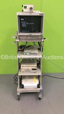 Olympus TC-C1 Clinical Trolley with Sony Trinitron Monitor, Olympus OTV-SC Digital Signal Processor and Sony SVO-9500MDP Video Cassette Recorder (Powers Up)
