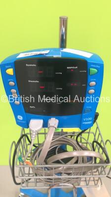 Dinamap Carescape V100 Vital Signs Monitor on Stand with SPO2 Lead and BP Hose (Powers Up) *S/N SH612320174SA* - 2