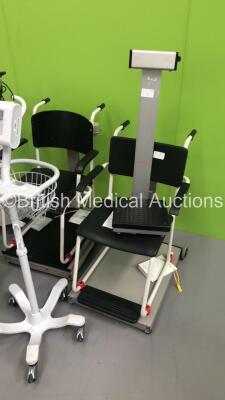 3 x Sitdown Weighing Scales, 1 x Seca Stand on Scales, 1 x eme tricomed Infant Flow CPAP Driver on Stand, 1 x Welch Allyn Connex Monitor (Damaged) and 1 x FreeHand Prosurgics Robotic Camera Holder and Positioner for Laparoscopic Surgery - 4