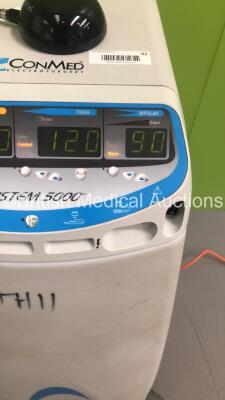 ConMed System 5000 Electrosurgical / Diathermy Unit on Stand with Dome Footswitch (Powers Up) *S/N 04CGP024* - 5