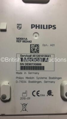 Philips IntelliVue MP30 Patient Monitor M8002A Ref 862135 *Mfd 09/2010* with Philips M3001A Ref 862442 Module with NBP, SPO2 and ECG Resp Options (Powers Up) *S/N DE72880766* - 5